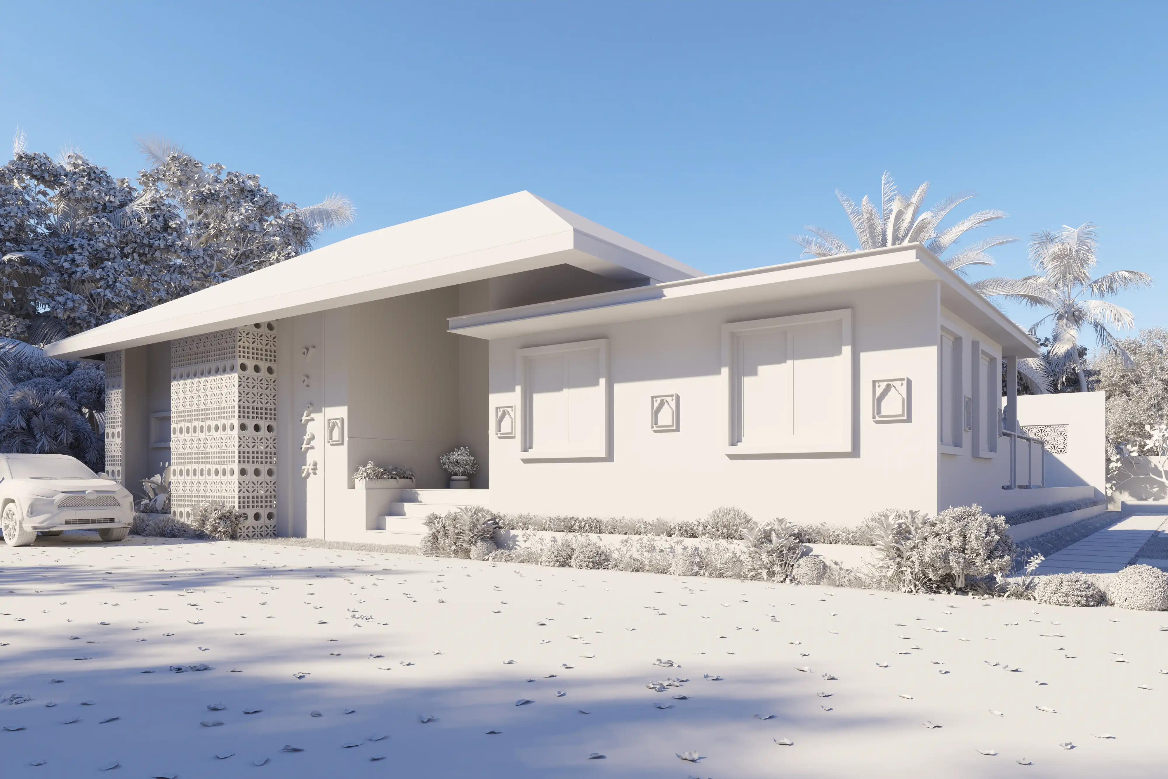 Before - Raw Unrendered 3D Architectural Clay Model